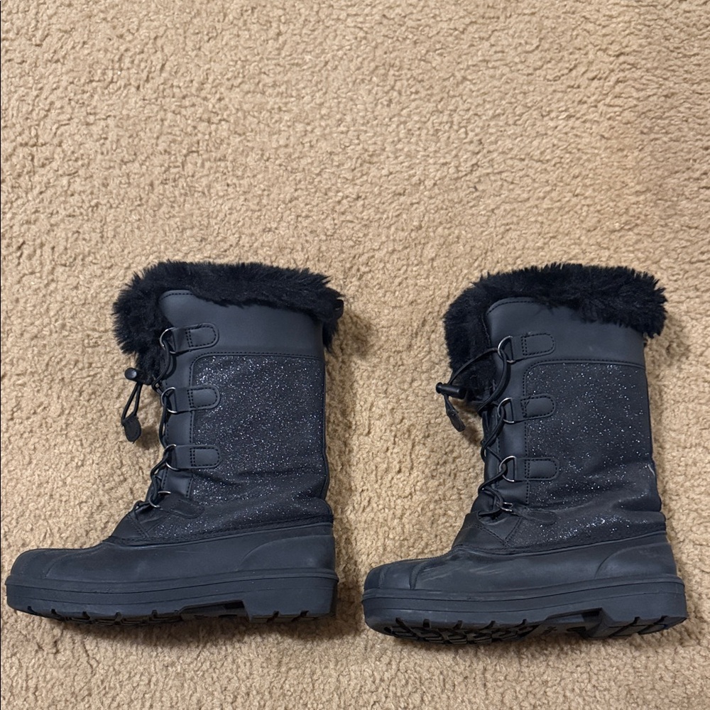 Black Fur-Lined Winter Boots